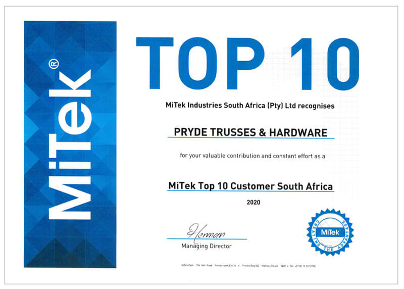 Mitek Top 10 Customer South Africa 2020