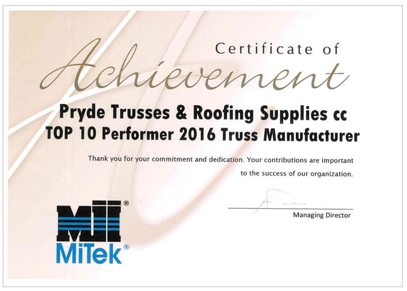 Mitek Top 10 Truss Manufacturer South Africa 2016