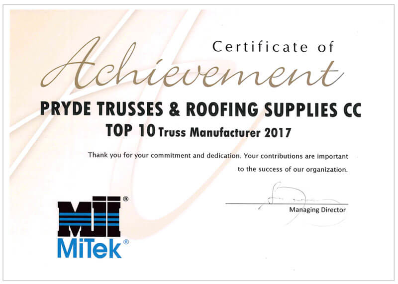 Mitek Top 10 Truss Manufacturer South Africa 2017
