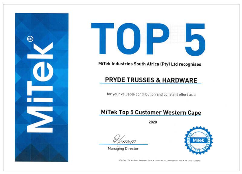 Mitek Top 5 Customer Western Cape 2020