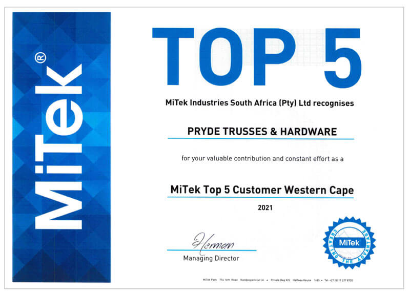 Mitek Top 5 Customer Western Cape 2021