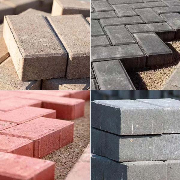 Cel bond pavers in tan, grey bon, red and charcoal